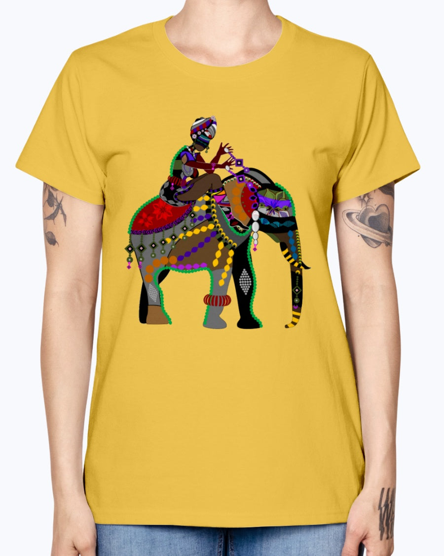 Gildan Ladies Missy T-Shirt  Africa elephant art