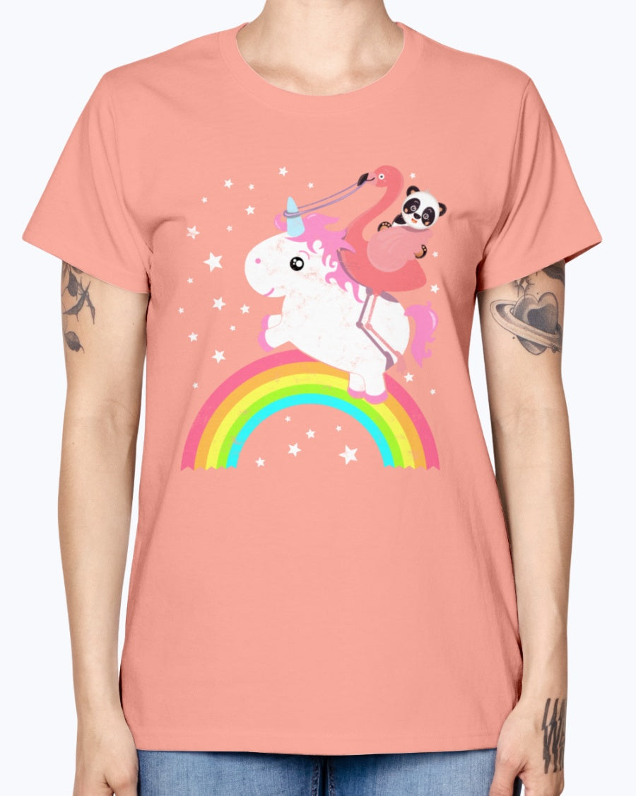 Gildan Ladies Missy T-Shirt  Cute Funny Unicorn Flamingo Panda Rainbow