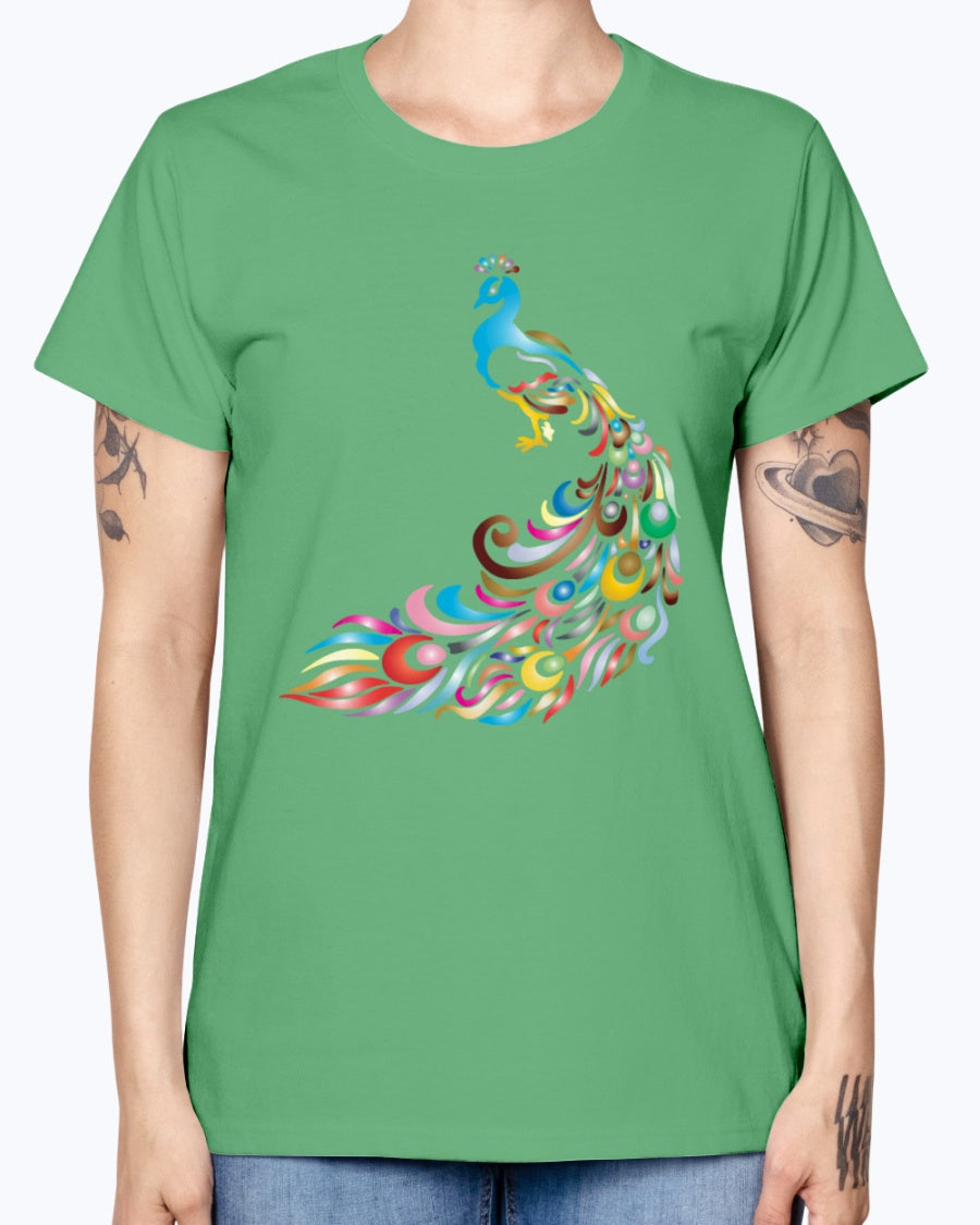 Gildan Ladies Missy T-Shirt 16 colors         Chromatic Peacock 2 No Background