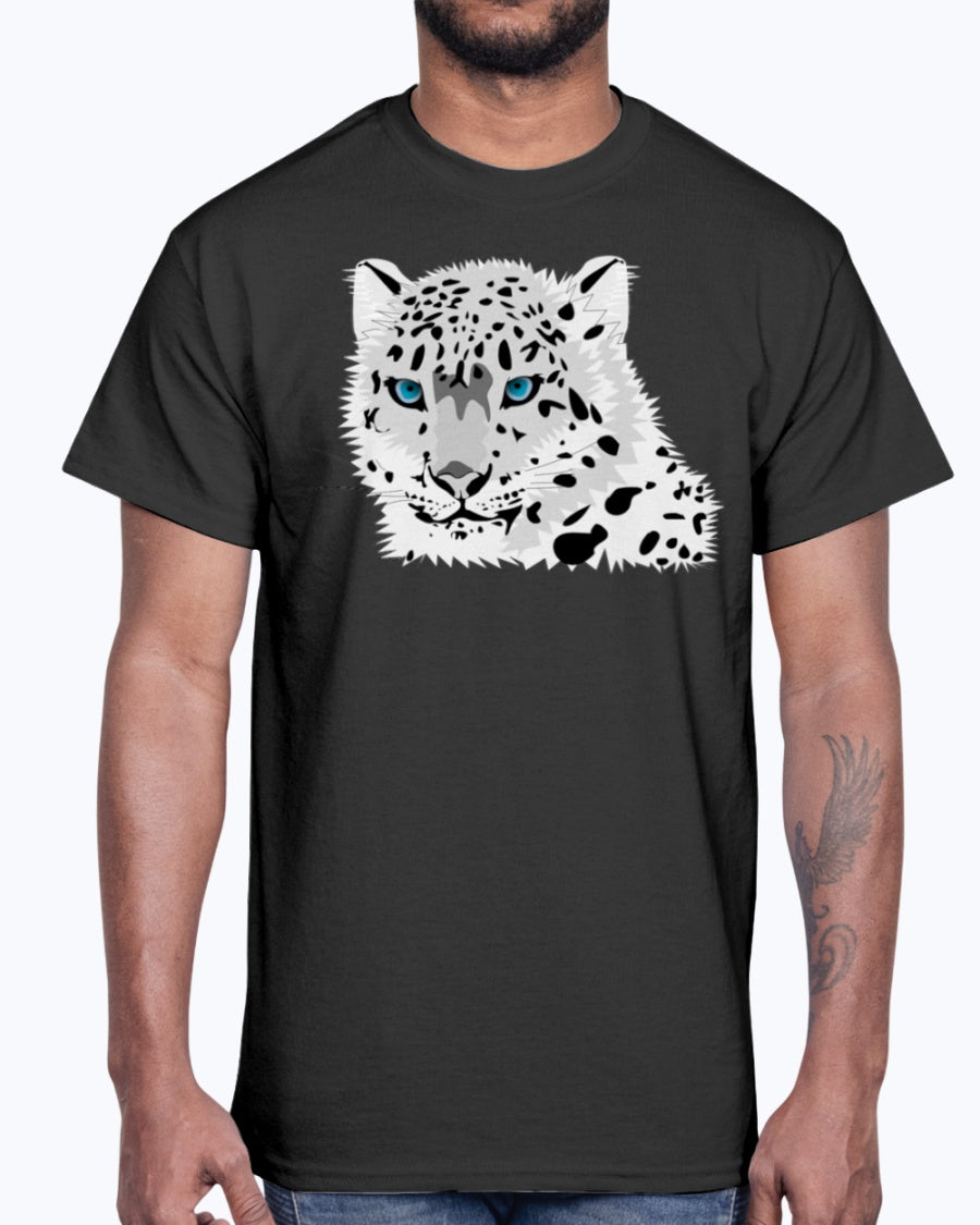 Men's Gildan Ultra Cotton T-Shirt 12 Dark colors   Animal snow leopard