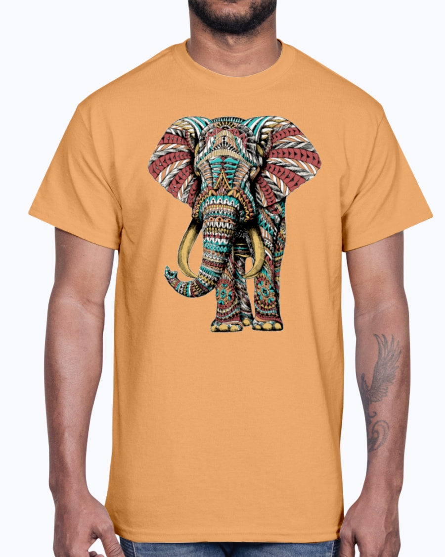 Men's Gildan Ultra Cotton T-Shirt Light coloros. Ornate Elephant Color Version