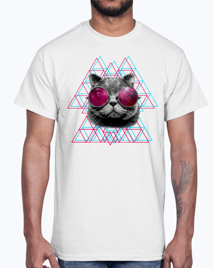 Men's Gildan Ultra Cotton T-Shirt  3D Space Cat  (Mens)