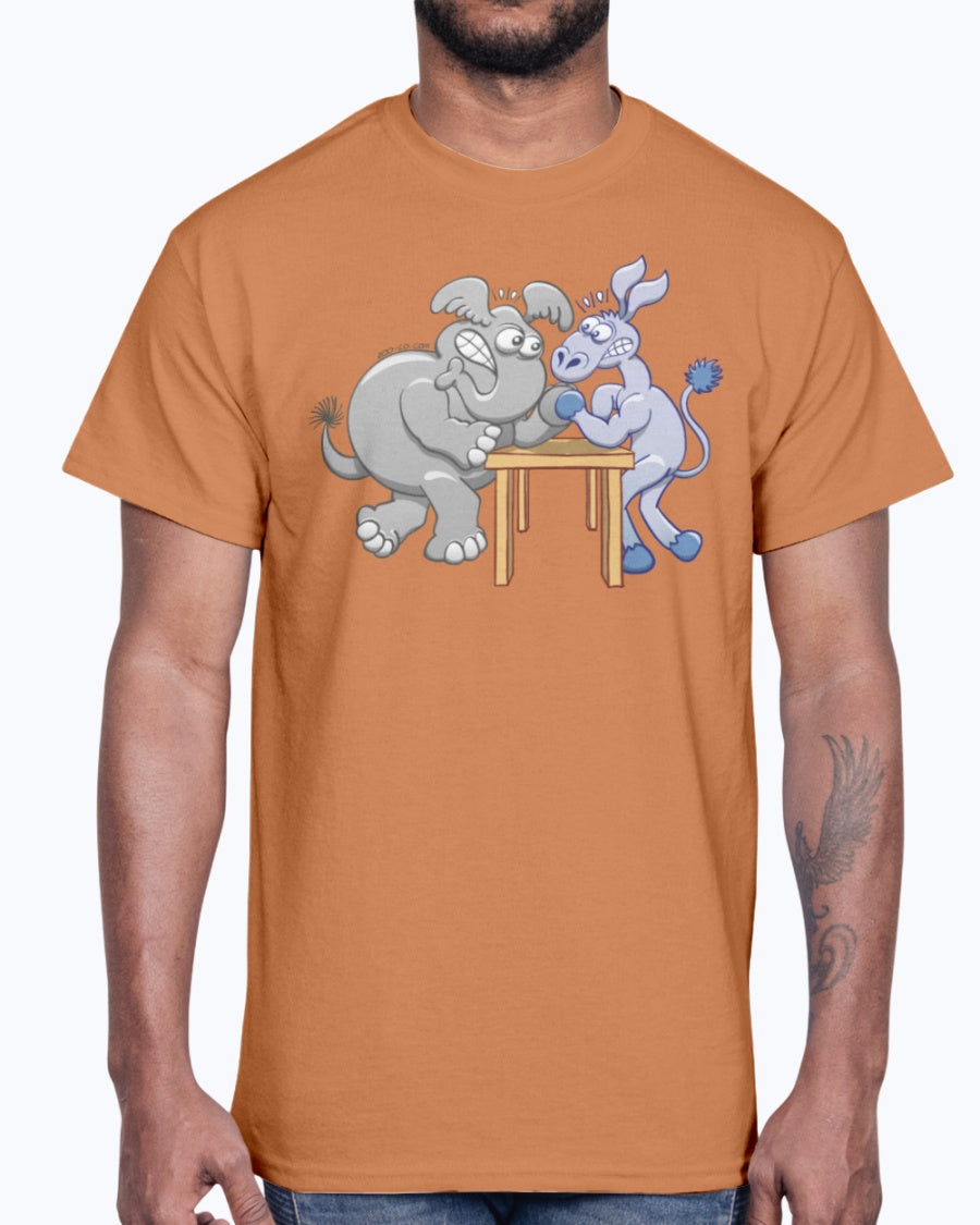 Men's Gildan Ultra Cotton T-Shirt   Arm Wrestling Donkey vs Elephant Mugs & Drinkware