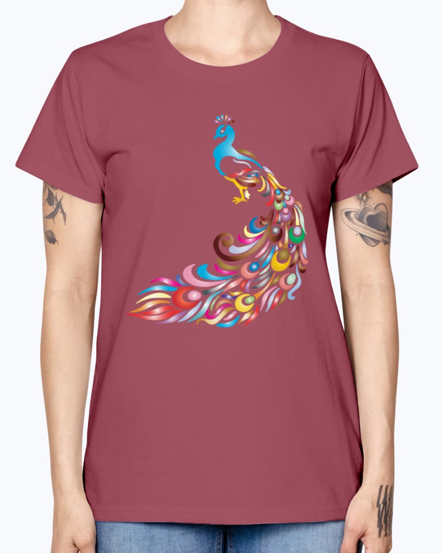 Gildan Ladies Missy T-Shirt 16 colors         Chromatic Peacock 2 No Background