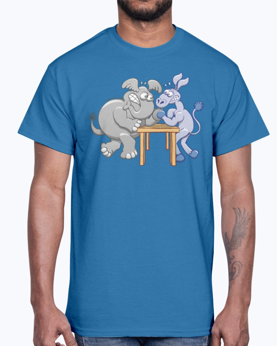 Men's Gildan Ultra Cotton T-Shirt   Arm Wrestling Donkey vs Elephant Mugs & Drinkware