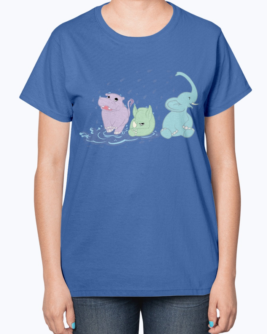 Gildan 2000L Ultra Cotton Ladies T-Shirt 13 colors Dark.  Puddle Pachyderms