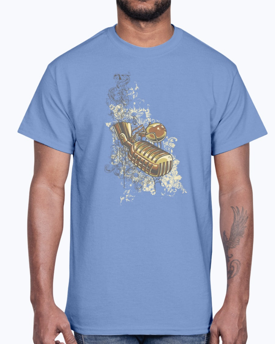 Men's Gildan Ultra Cotton T-Shirt 11 Light coloros       Golden microphone,  design-683