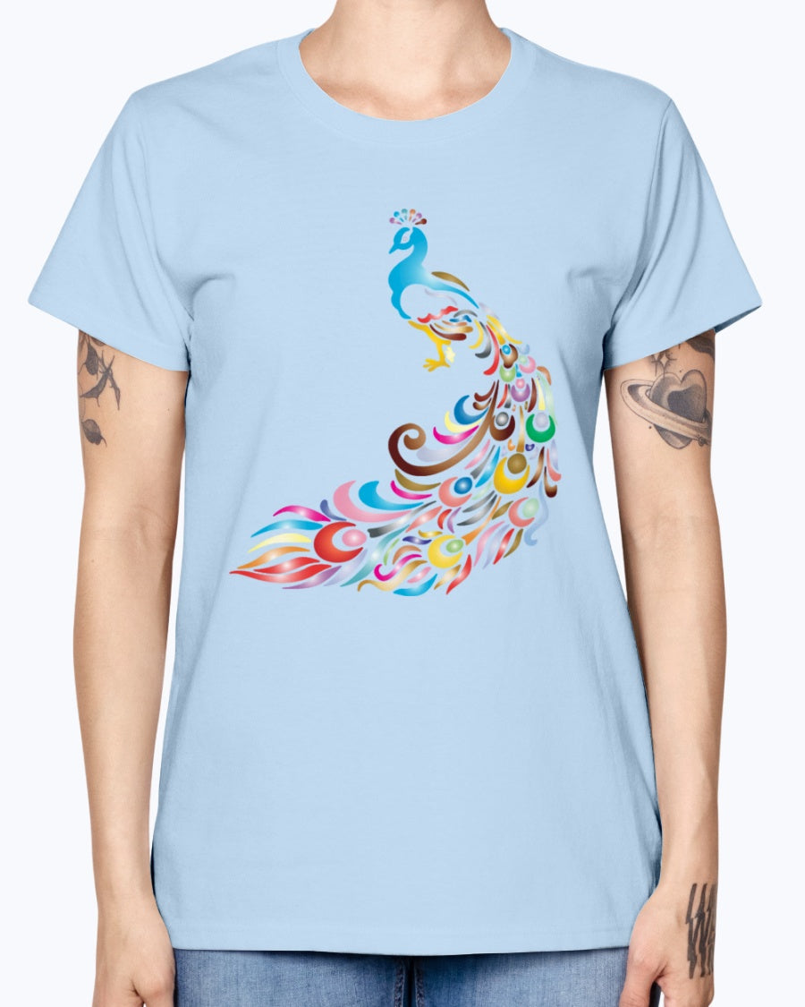 Gildan Ladies Missy T-Shirt 16 colors         Chromatic Peacock 2 No Background