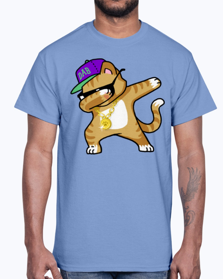 Men's Gildan Ultra Cotton T-Shirt Light coloros  Dabbing Cat Funny