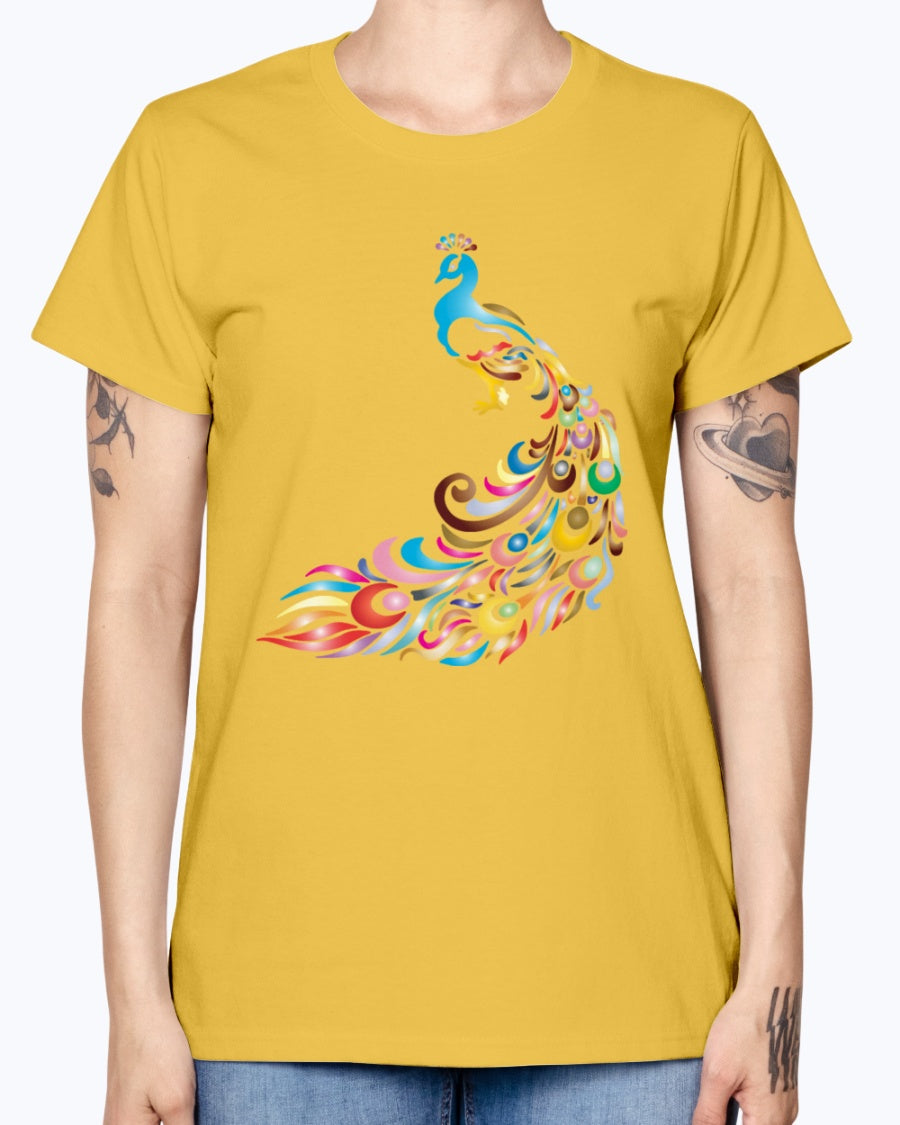 Gildan Ladies Missy T-Shirt 16 colors         Chromatic Peacock 2 No Background