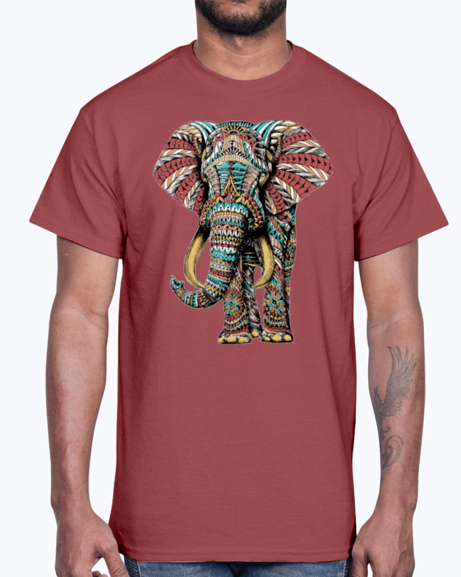 G2000 Unisex Ultra Cotton T-Shirt 12 Colors.   Ornate Elephant Color Version