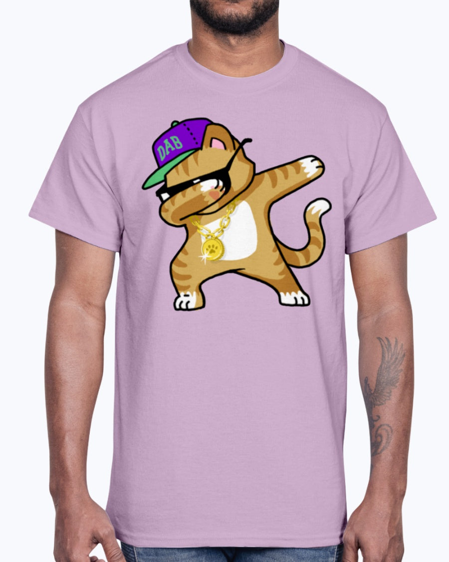 Men's Gildan Ultra Cotton T-Shirt Light coloros  Dabbing Cat Funny