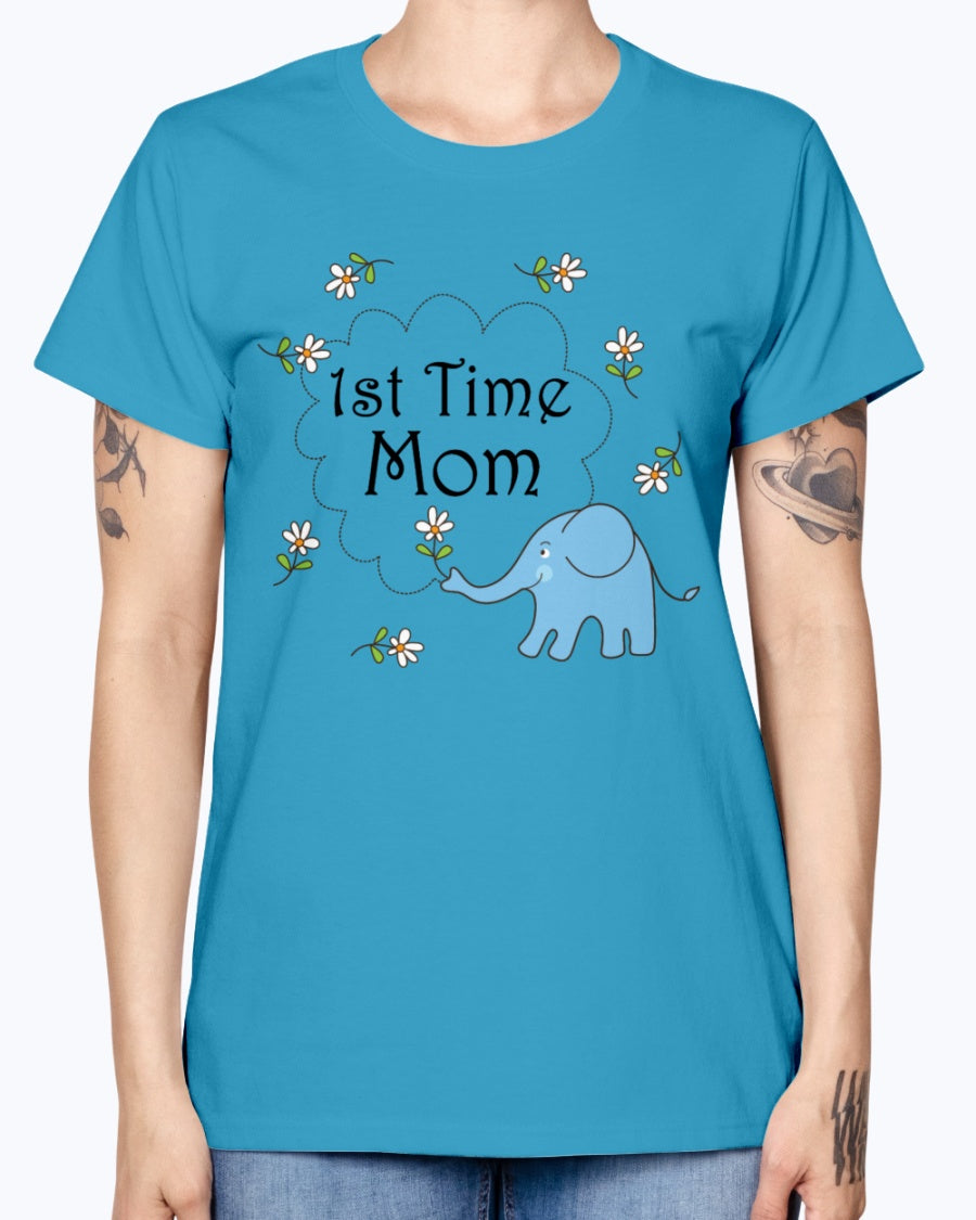 Gildan Ladies Missy T-Shirt   1st Time Mom Maternity