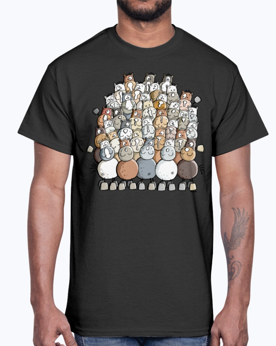 Men's Gildan Ultra Cotton T-Shirt   Colorful pile of horses