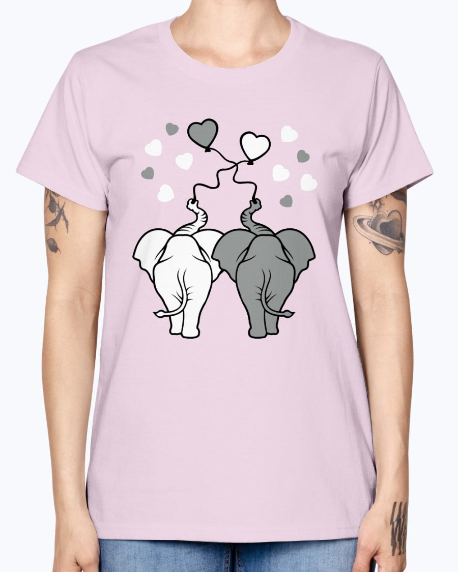 Gildan Ladies Missy T-Shirt  Asphalt elephants in love