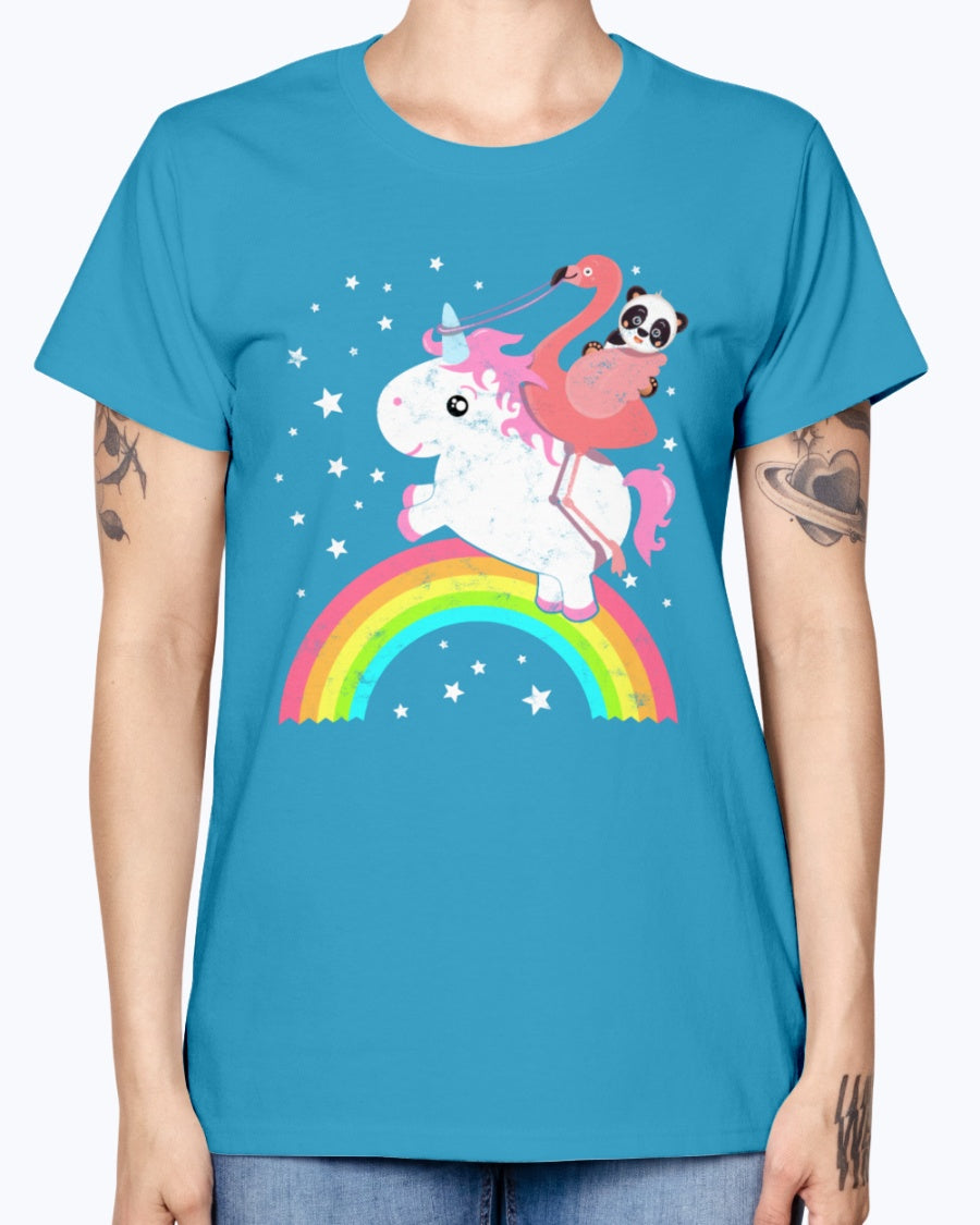 Gildan Ladies Missy T-Shirt  Cute Funny Unicorn Flamingo Panda Rainbow