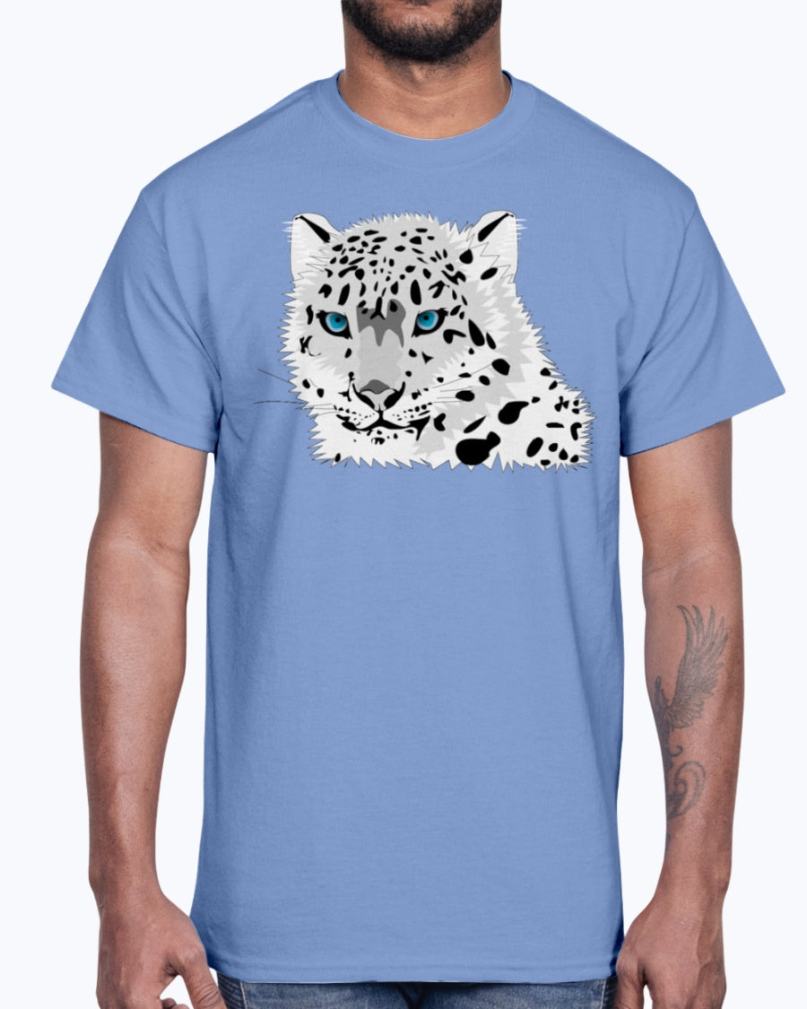 Men's Gildan Ultra Cotton T-Shirt 12 Dark colors   Animal snow leopard