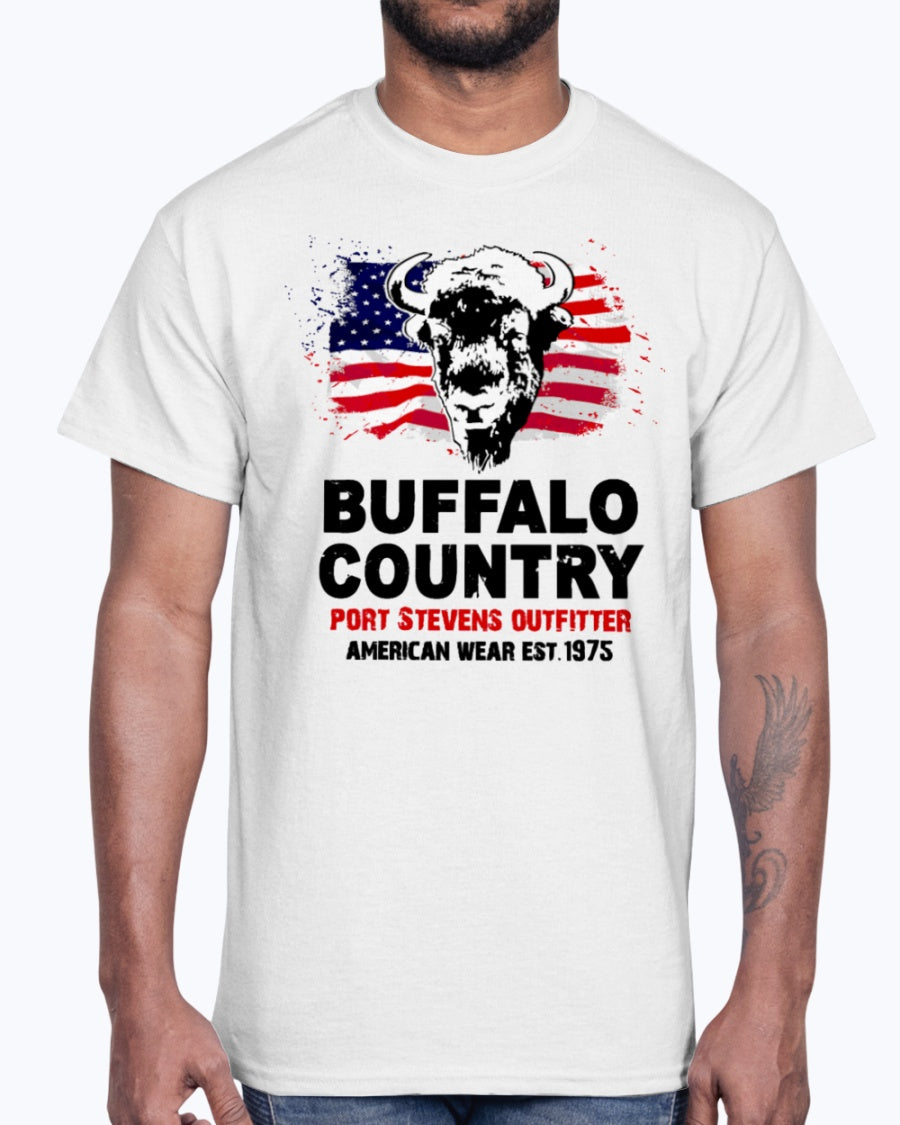 Men's Gildan Ultra Cotton T-Shirt 12 Dark colors  Buffalo Country
