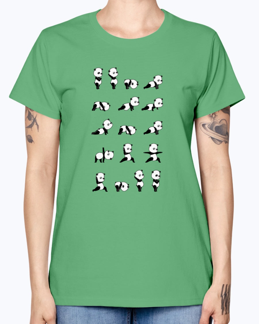 Gildan Ladies Missy T-Shirt . Yoga Panda