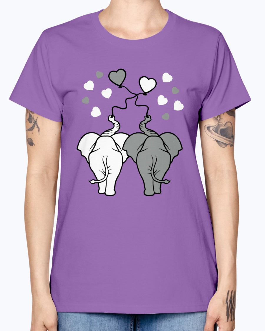 Gildan Ladies Missy T-Shirt  Asphalt elephants in love