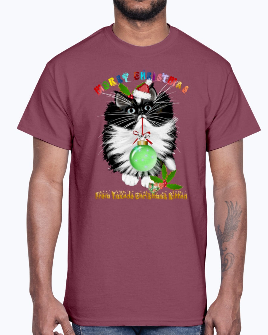 Men's Gildan Ultra Cotton T-Shirt  A Tuxedo Kitten Christmas (Mens)