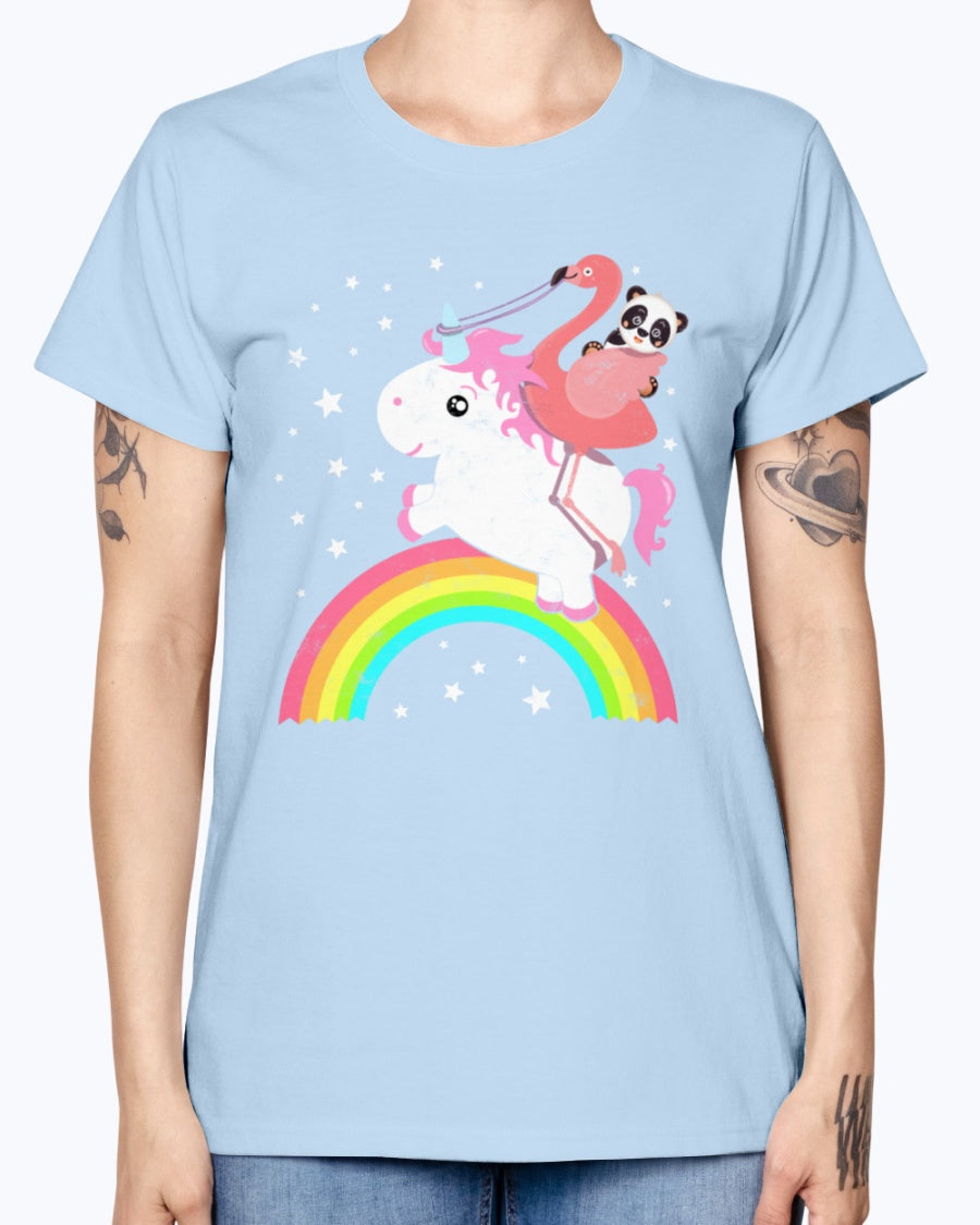 Gildan Ladies Missy T-Shirt  Cute Funny Unicorn Flamingo Panda Rainbow