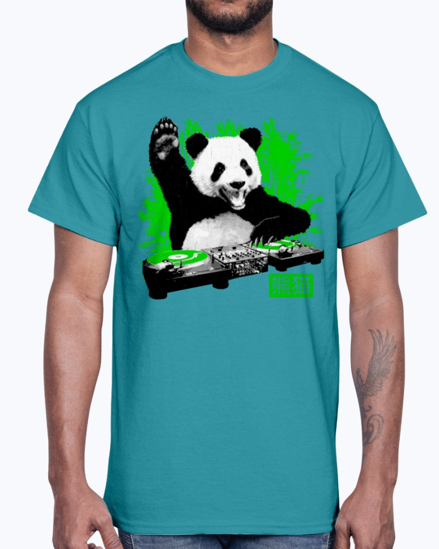 Men's Gildan Ultra Cotton T-Shirt  DJ Panda (vintage distressed look)