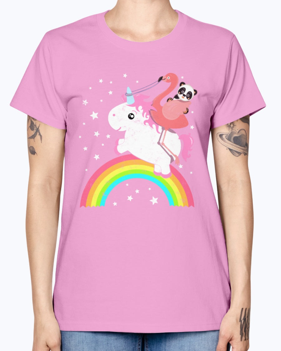 Gildan Ladies Missy T-Shirt  Cute Funny Unicorn Flamingo Panda Rainbow
