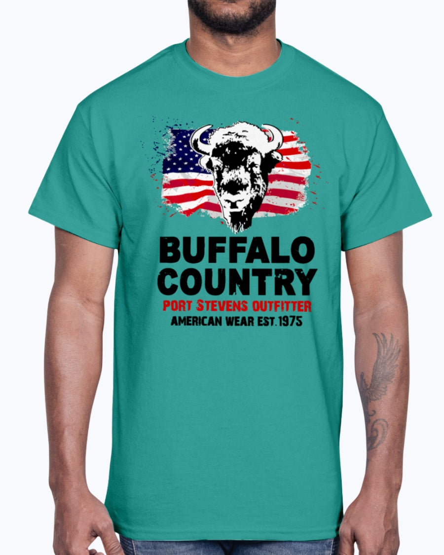 Men's Gildan Ultra Cotton T-Shirt 12 Dark colors  Buffalo Country