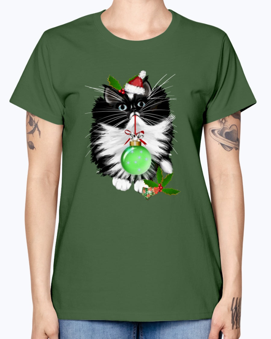 Gildan Ladies Missy T-Shirt. A Tuxedo Merry Christmas
