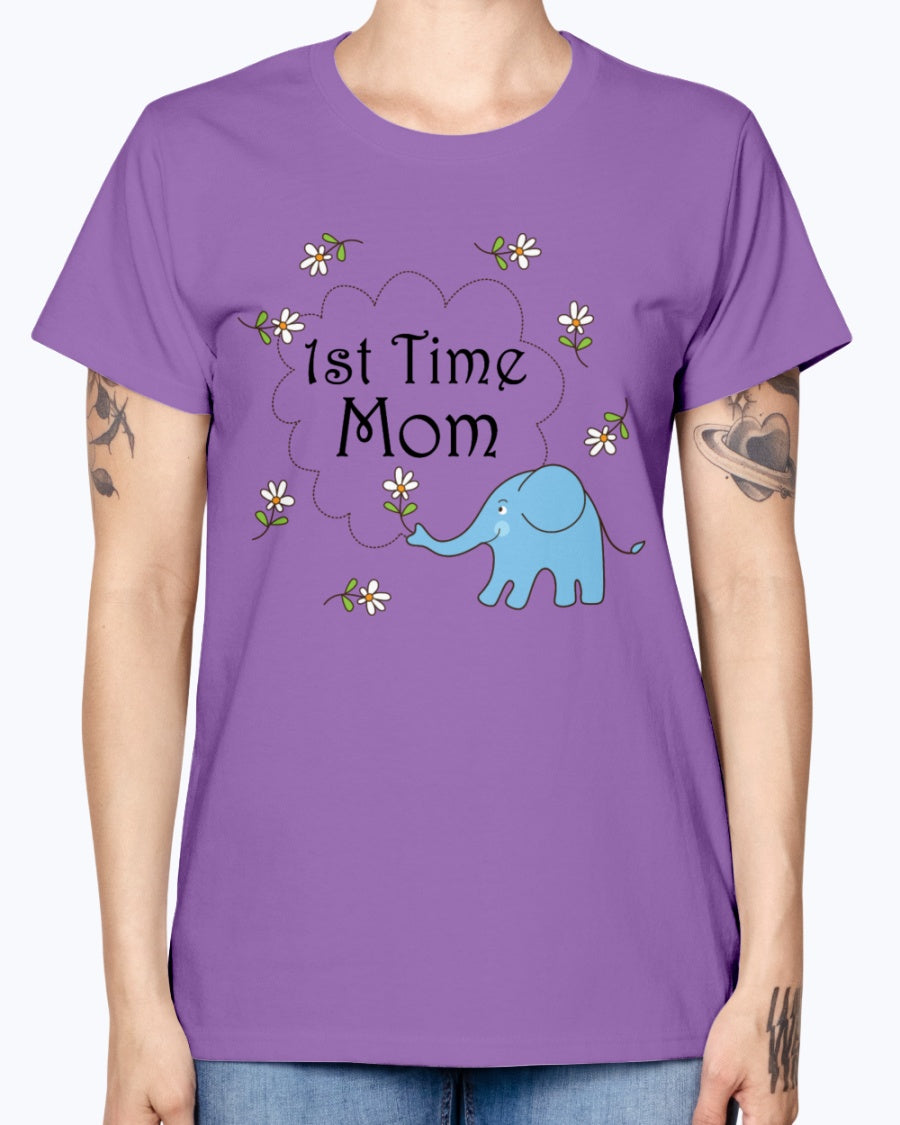Gildan Ladies Missy T-Shirt   1st Time Mom Maternity
