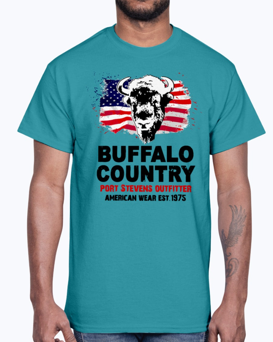 Men's Gildan Ultra Cotton T-Shirt 12 Dark colors  Buffalo Country