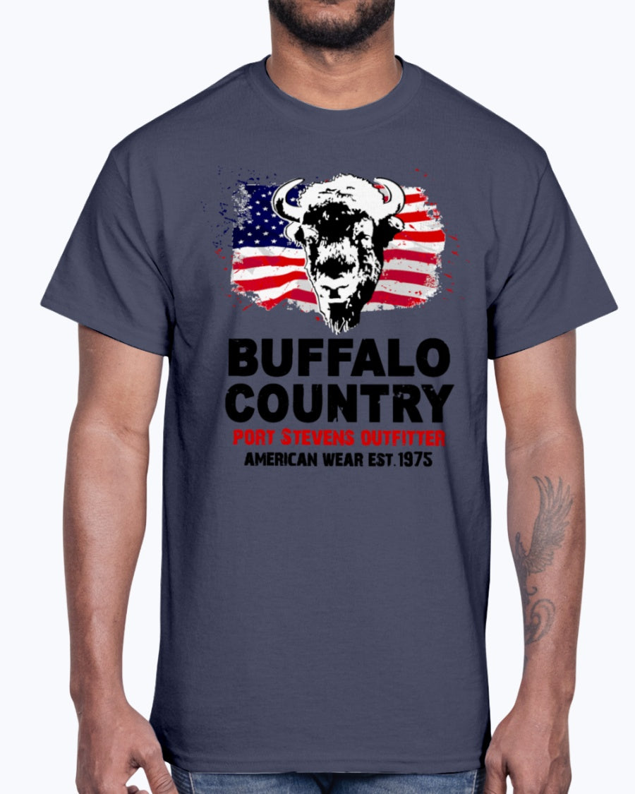 Men's Gildan Ultra Cotton T-Shirt 12 Dark colors  Buffalo Country