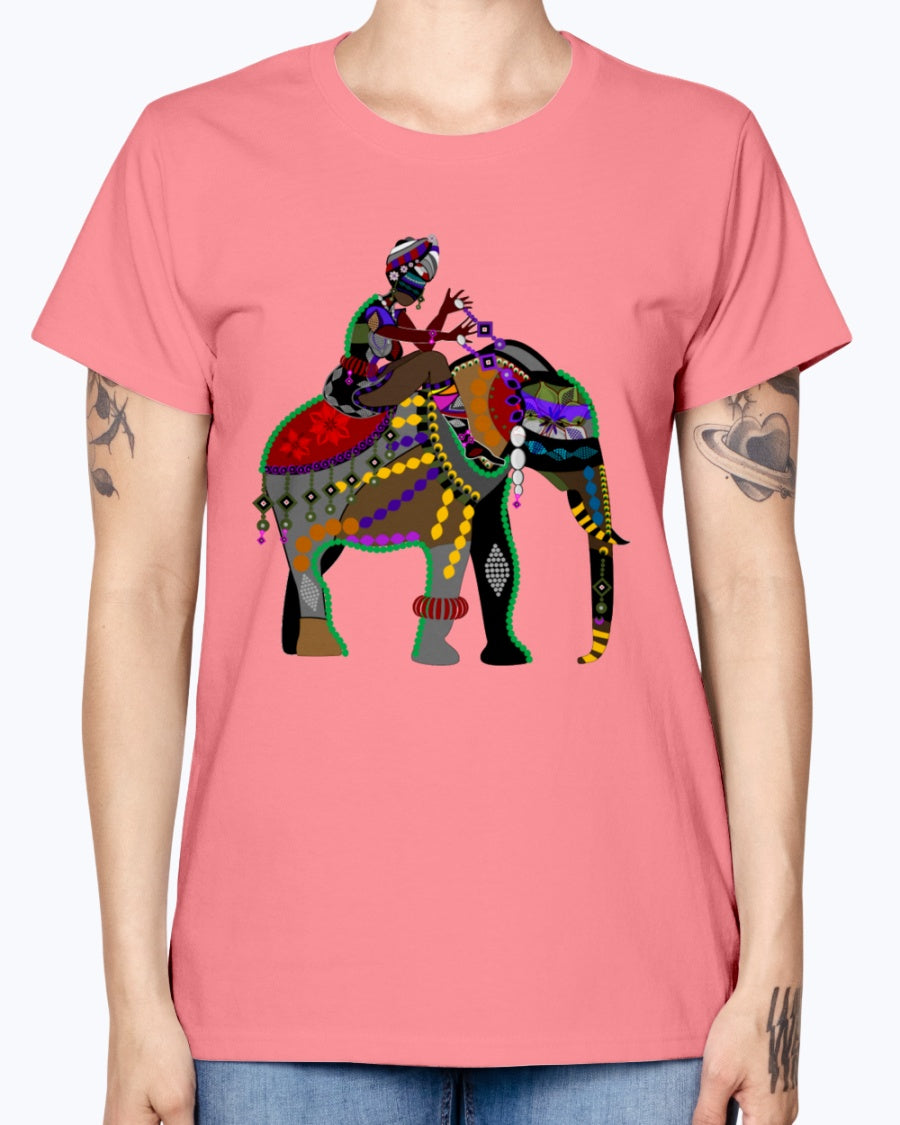 Gildan Ladies Missy T-Shirt  Africa elephant art