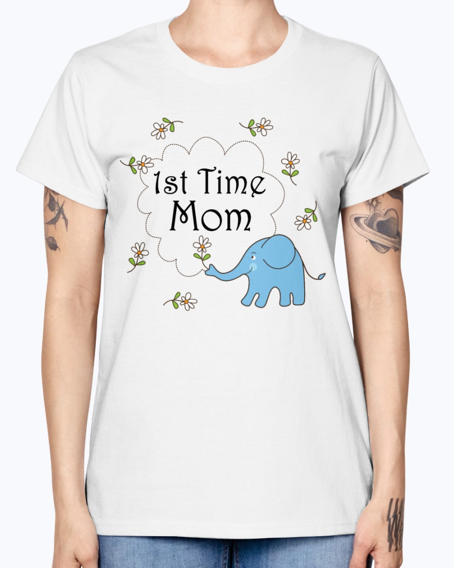 Gildan Ladies Missy T-Shirt   1st Time Mom Maternity