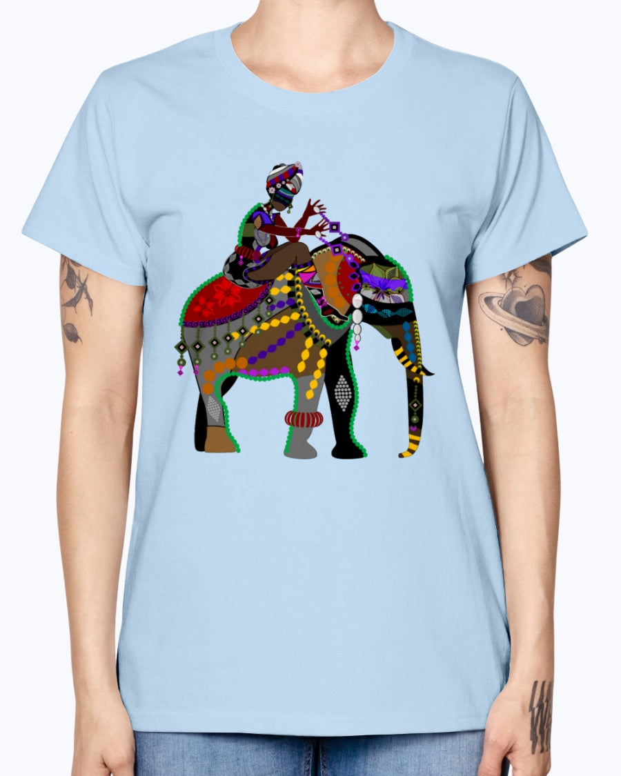 Gildan Ladies Missy T-Shirt  Africa elephant art