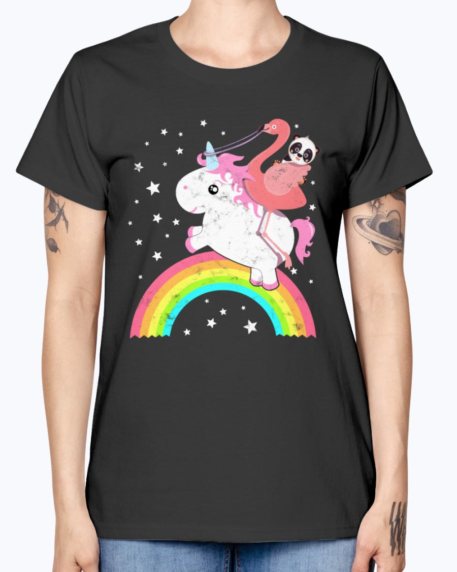 Gildan Ladies Missy T-Shirt  Cute Funny Unicorn Flamingo Panda Rainbow