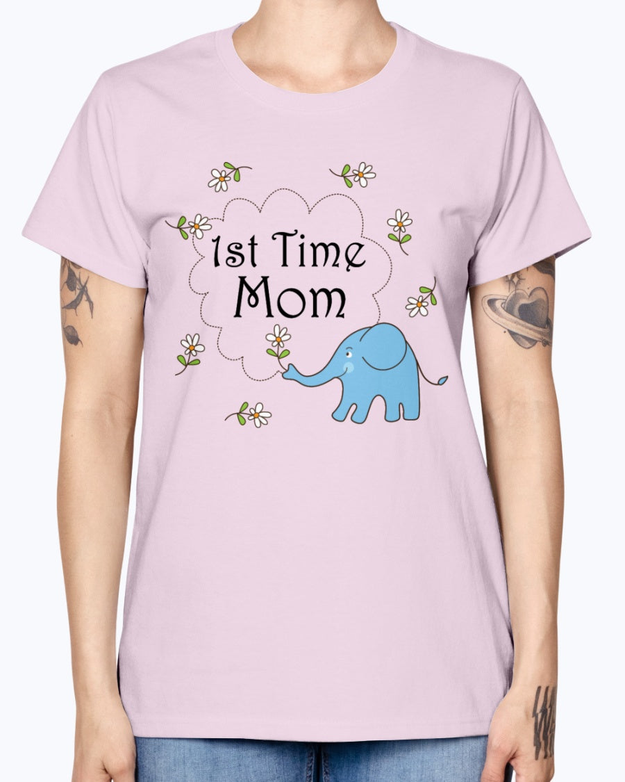 Gildan Ladies Missy T-Shirt   1st Time Mom Maternity