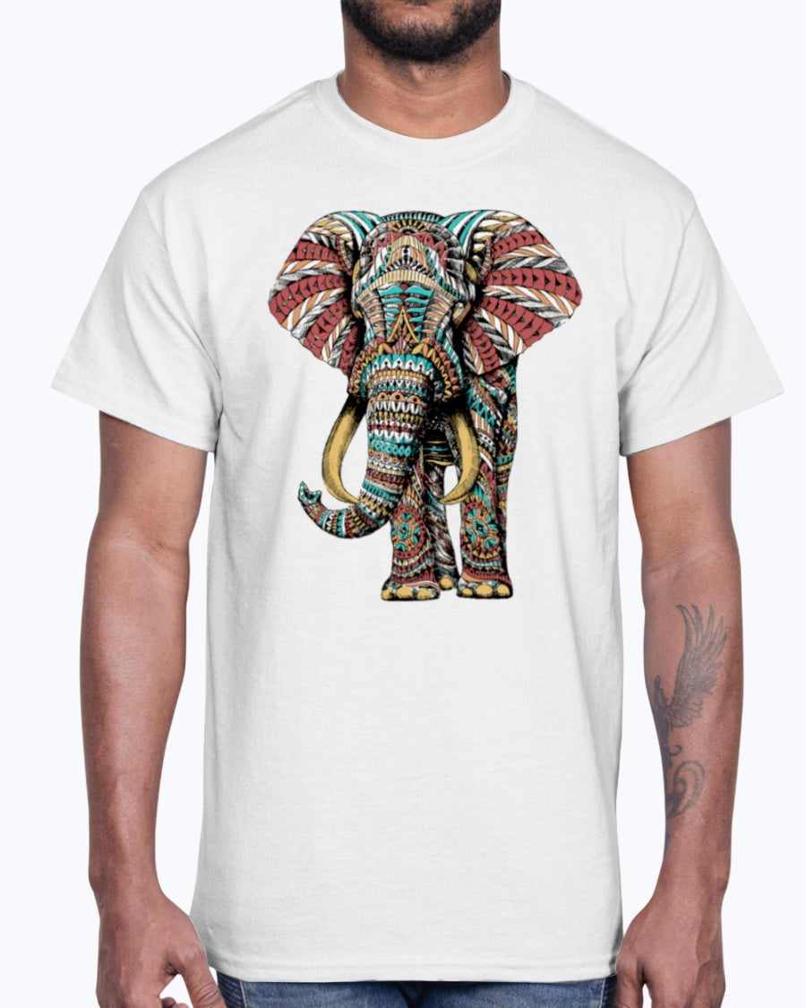 Men's Gildan Ultra Cotton T-Shirt Light coloros. Ornate Elephant Color Version