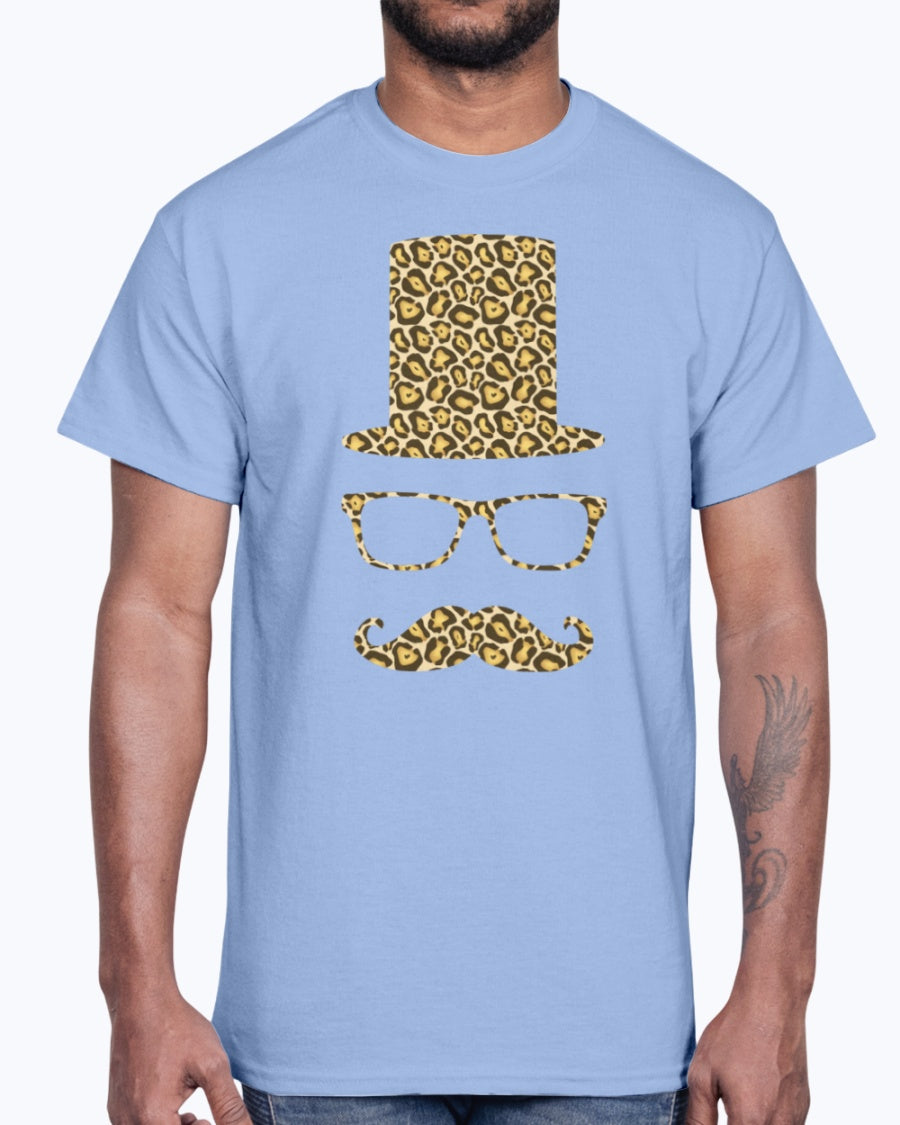 Men's Gildan Ultra Cotton T-Shirt 12 Dark colors.  Sir Gentleman Leopard Style