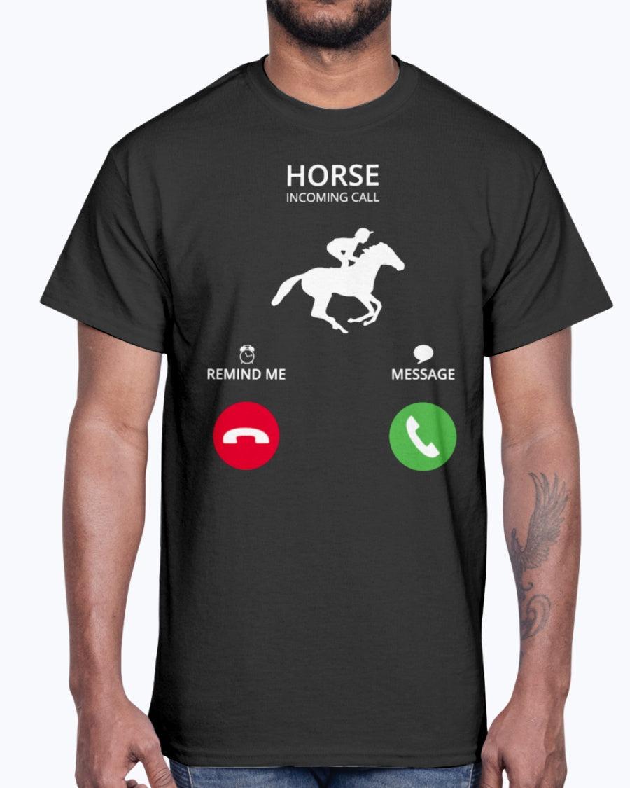 Men's Gildan Ultra Cotton T-Shirt .Call mobile anruf horsewoman riding horse