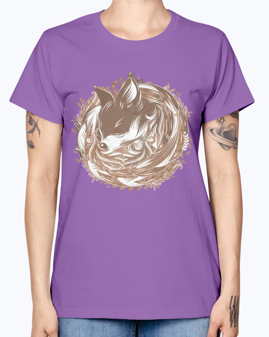 Gildan Ladies Missy T-Shirt 16 colors  A fox at the Burrow