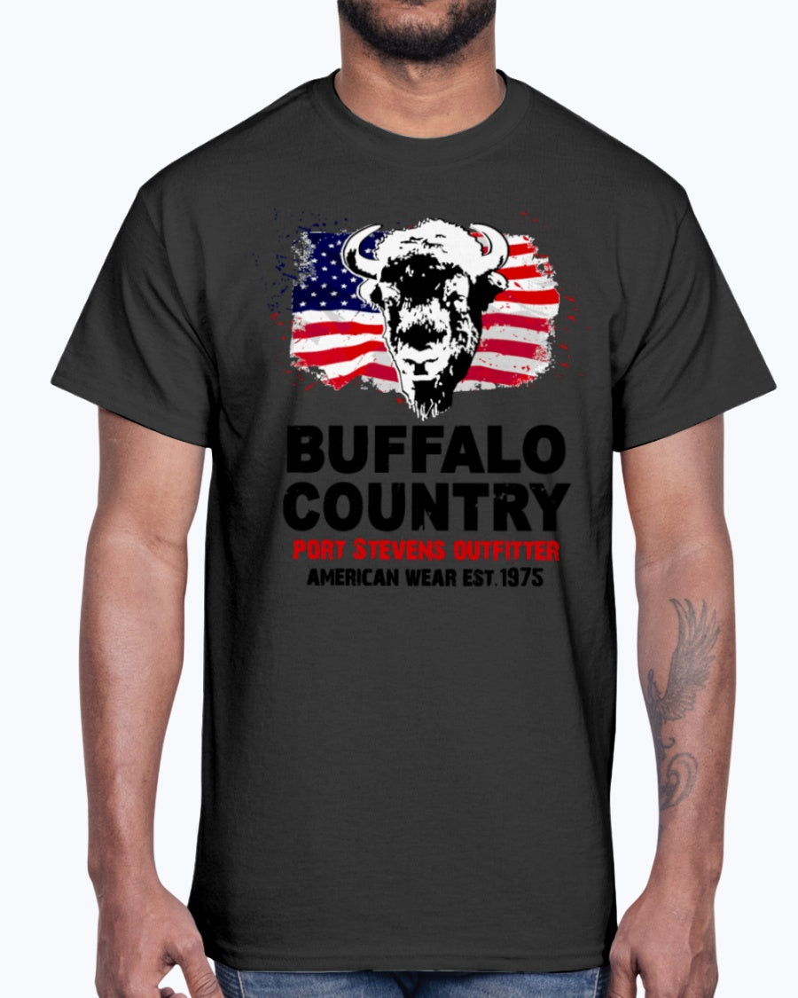 Men's Gildan Ultra Cotton T-Shirt 12 Dark colors  Buffalo Country
