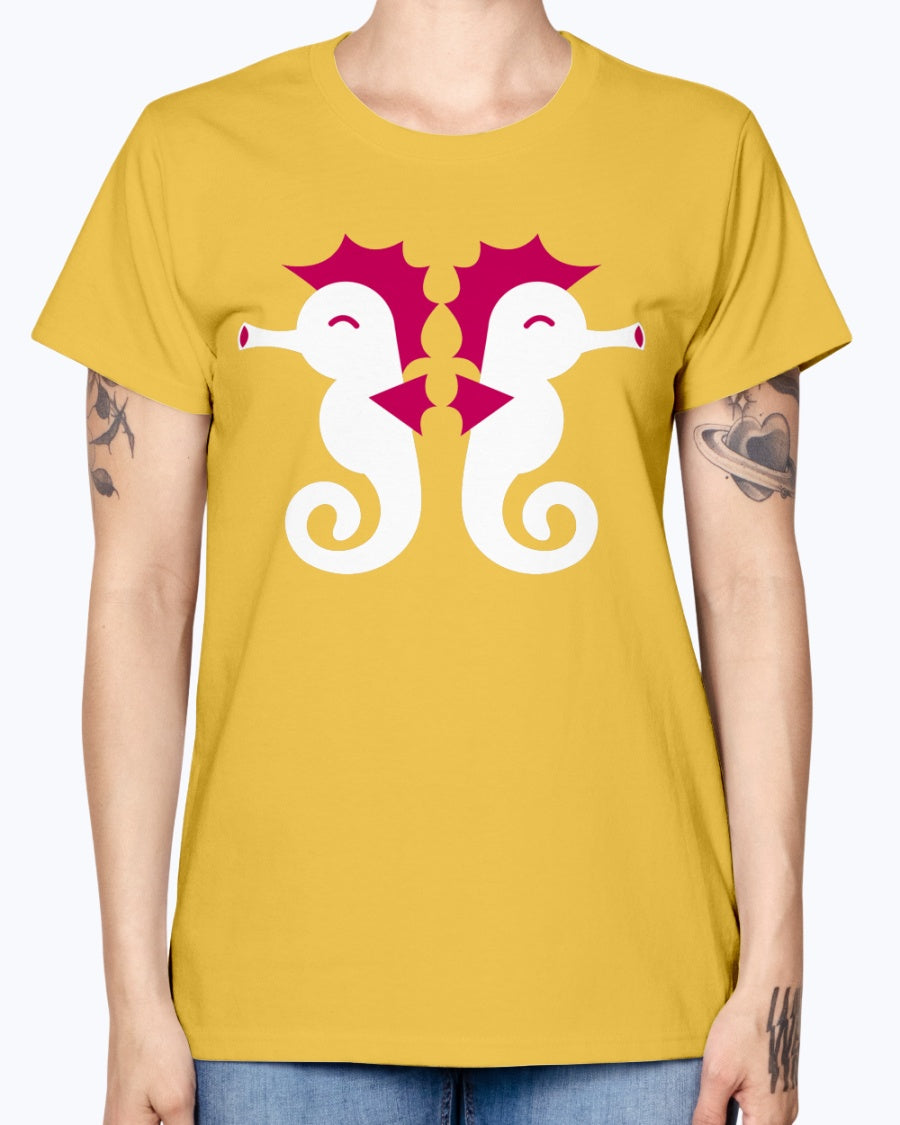 Gildan Ladies Missy T-Shirt  Double cute little seahorses