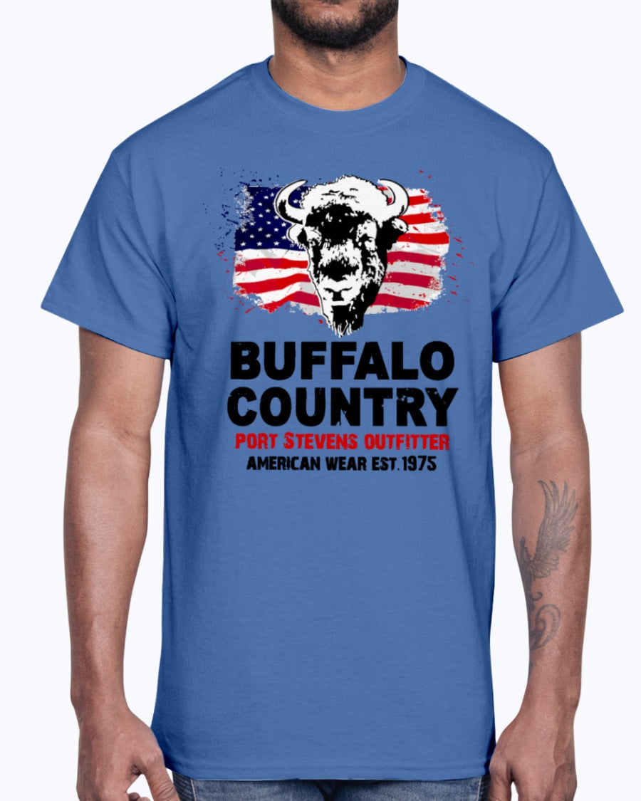 Men's Gildan Ultra Cotton T-Shirt 12 Dark colors  Buffalo Country