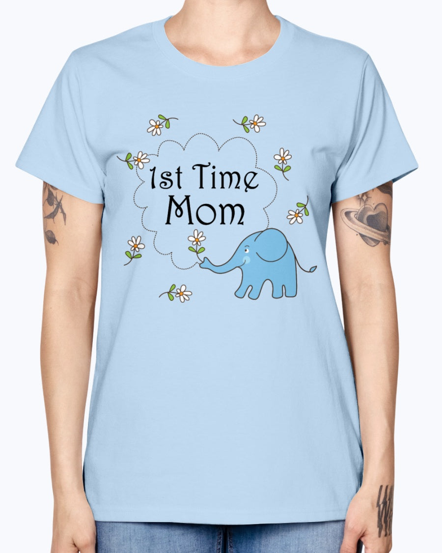 Gildan Ladies Missy T-Shirt   1st Time Mom Maternity
