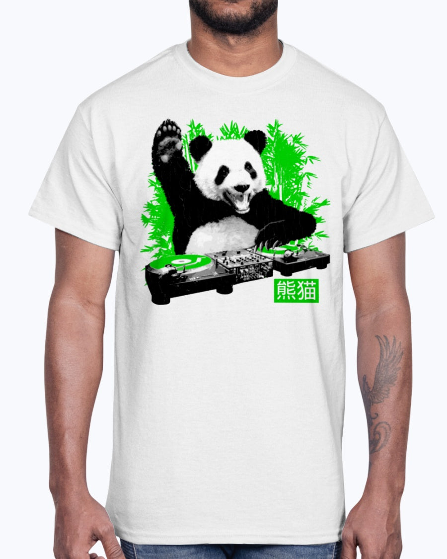 Men's Gildan Ultra Cotton T-Shirt  DJ Panda (vintage distressed look)