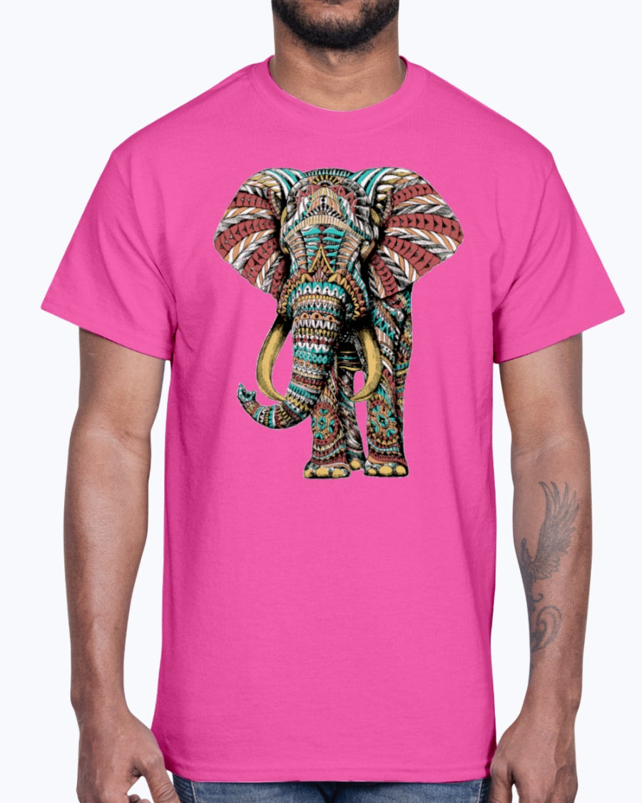 G2000 Unisex Ultra Cotton T-Shirt 12 Colors.   Ornate Elephant Color Version