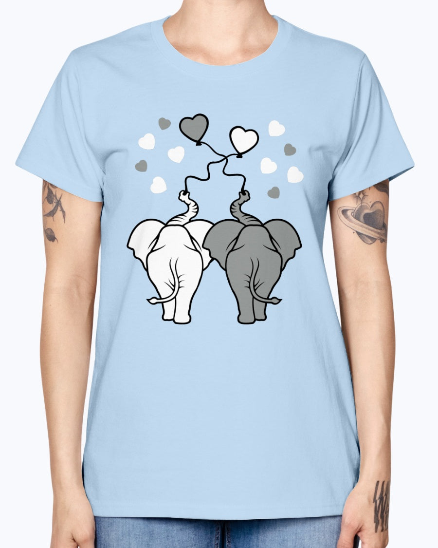 Gildan Ladies Missy T-Shirt  Asphalt elephants in love