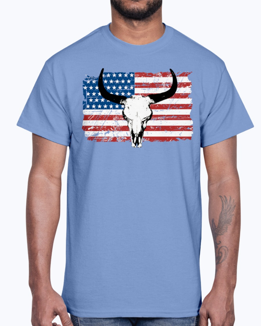 Men's Gildan Ultra Cotton T-Shirt 12 Dark colors   Buffalo USA Flag